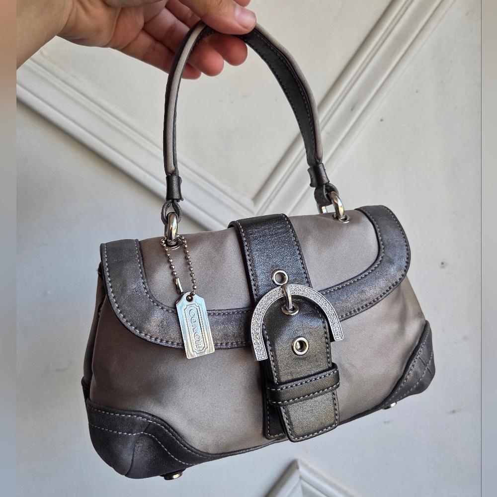 🚫SOLD🚫 Vintage Coach 8975 Madison Satin Mini Top Handle Swarovski RARE🩶